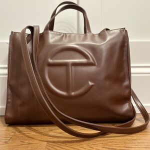 Telfar Chocolate Medium Shopper Bag | Brown Logo Tote Authenticated